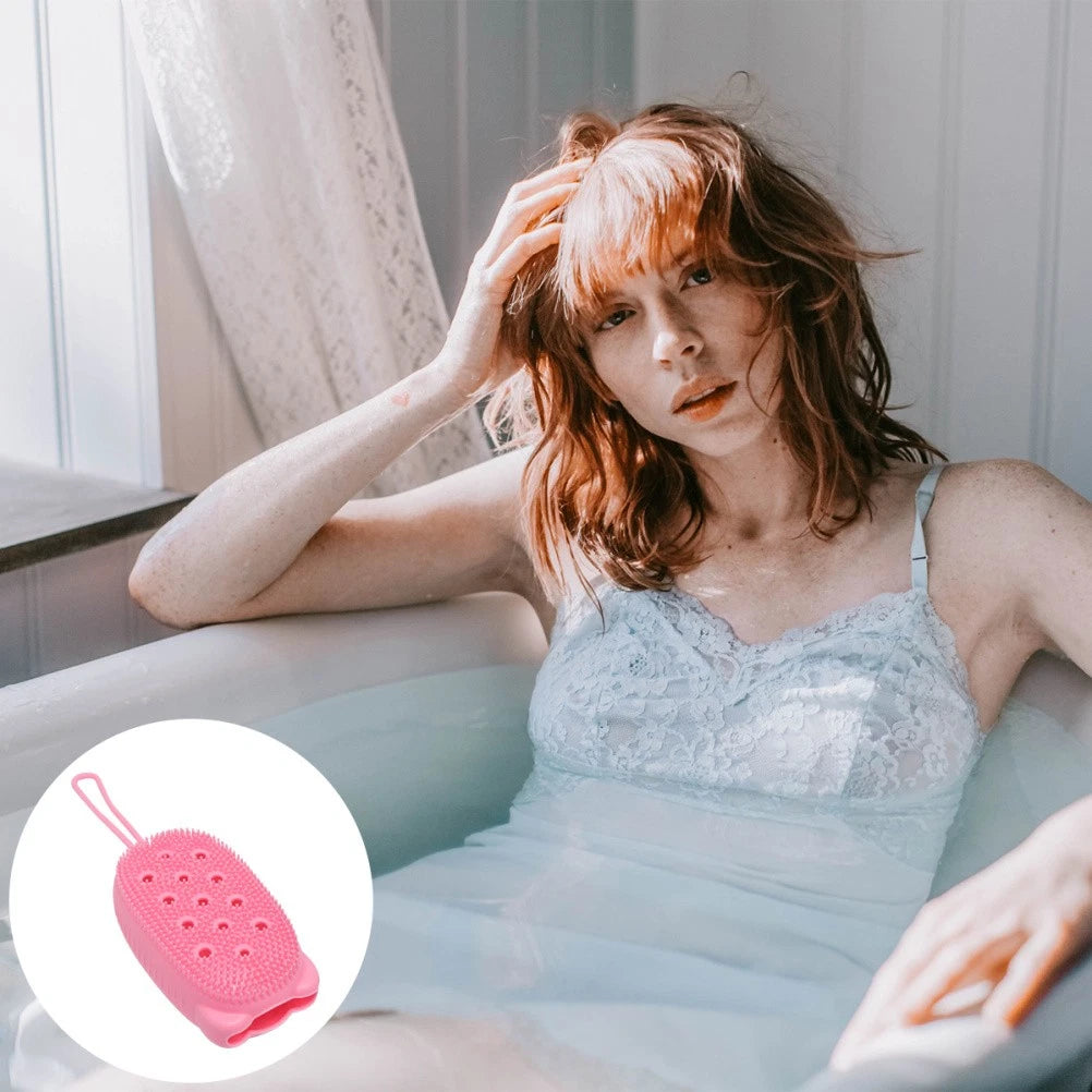 Automatically Soak Bath Scrub Silicone Bath Brush Soap Storage Bath Tool