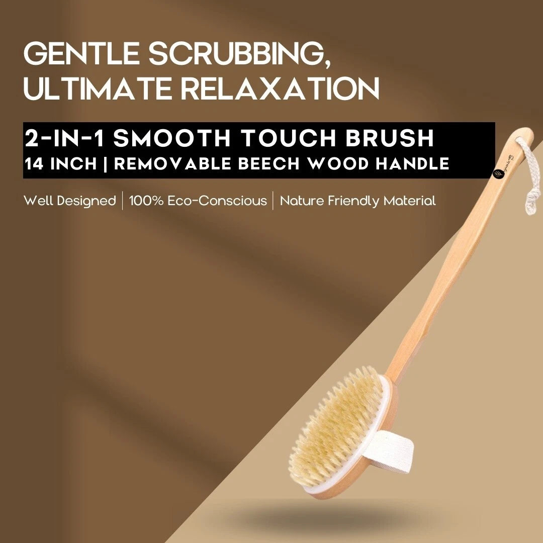Organic B Bath Brush | 14-inch Brush with Removable Wood Handle