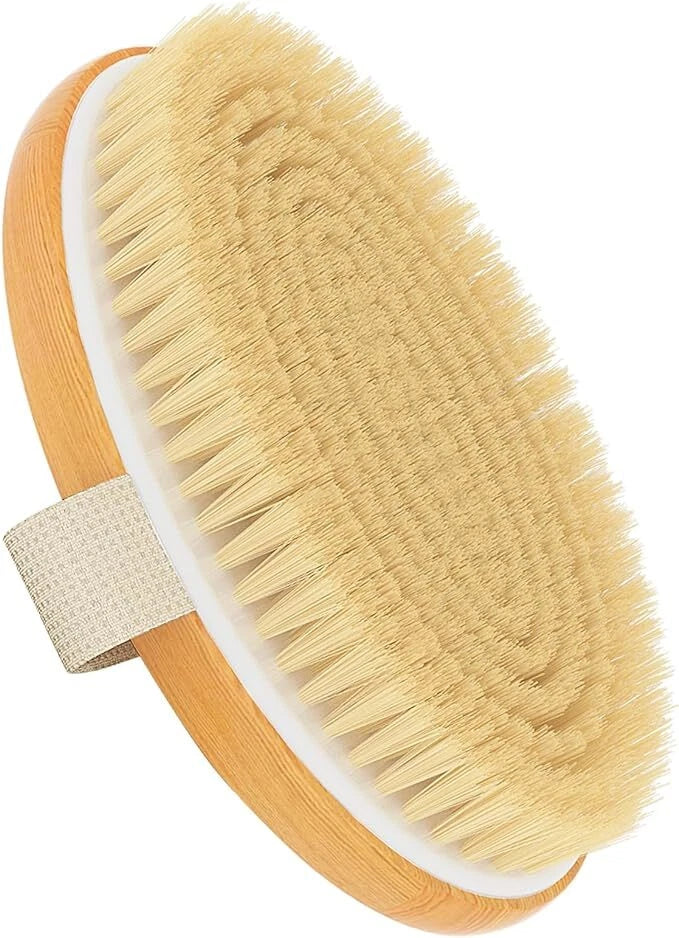 Dry Brushing Body Brush with Soft and Stiff Natural Bristles, Body Exfoliating