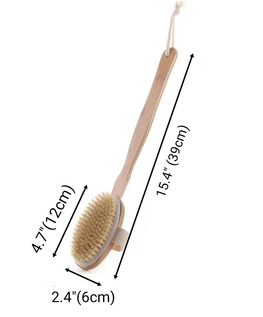 2 pc Natural Bristle Shower Brush Wooden Bath Brush Body Scrubber Long Handle