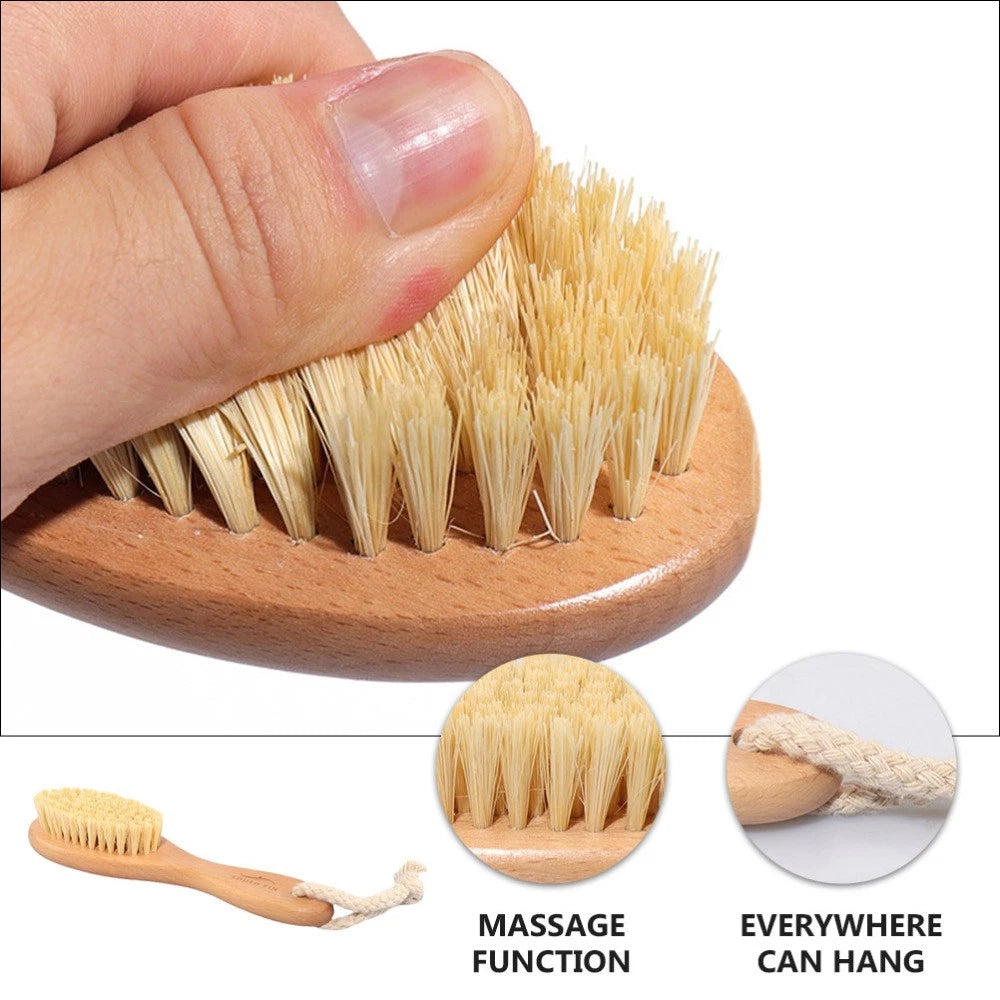 Bath Brush with Ergonomic Handle Beech Sisal Material for Body Massage