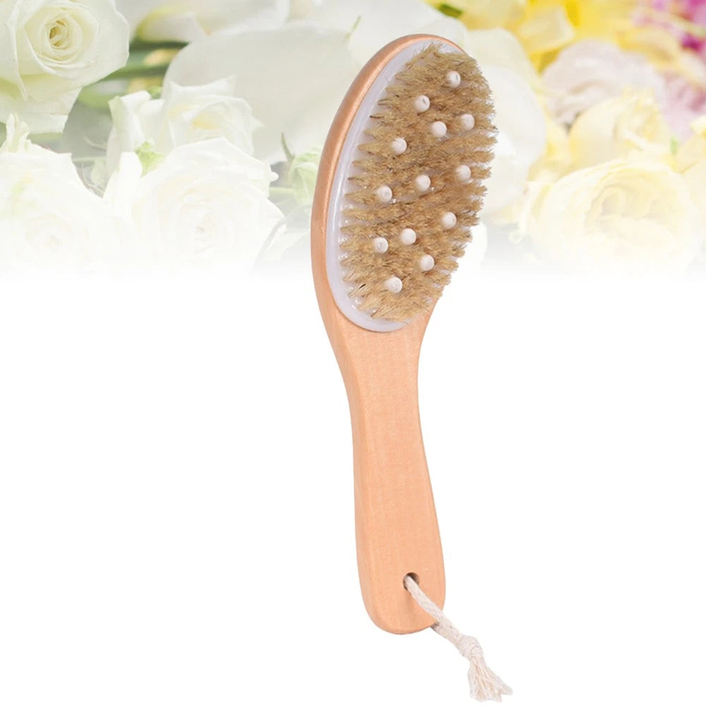 1pc Wood Handle Bath Body Brush Bristle Brush Exfoliating Back Scrubber Shower