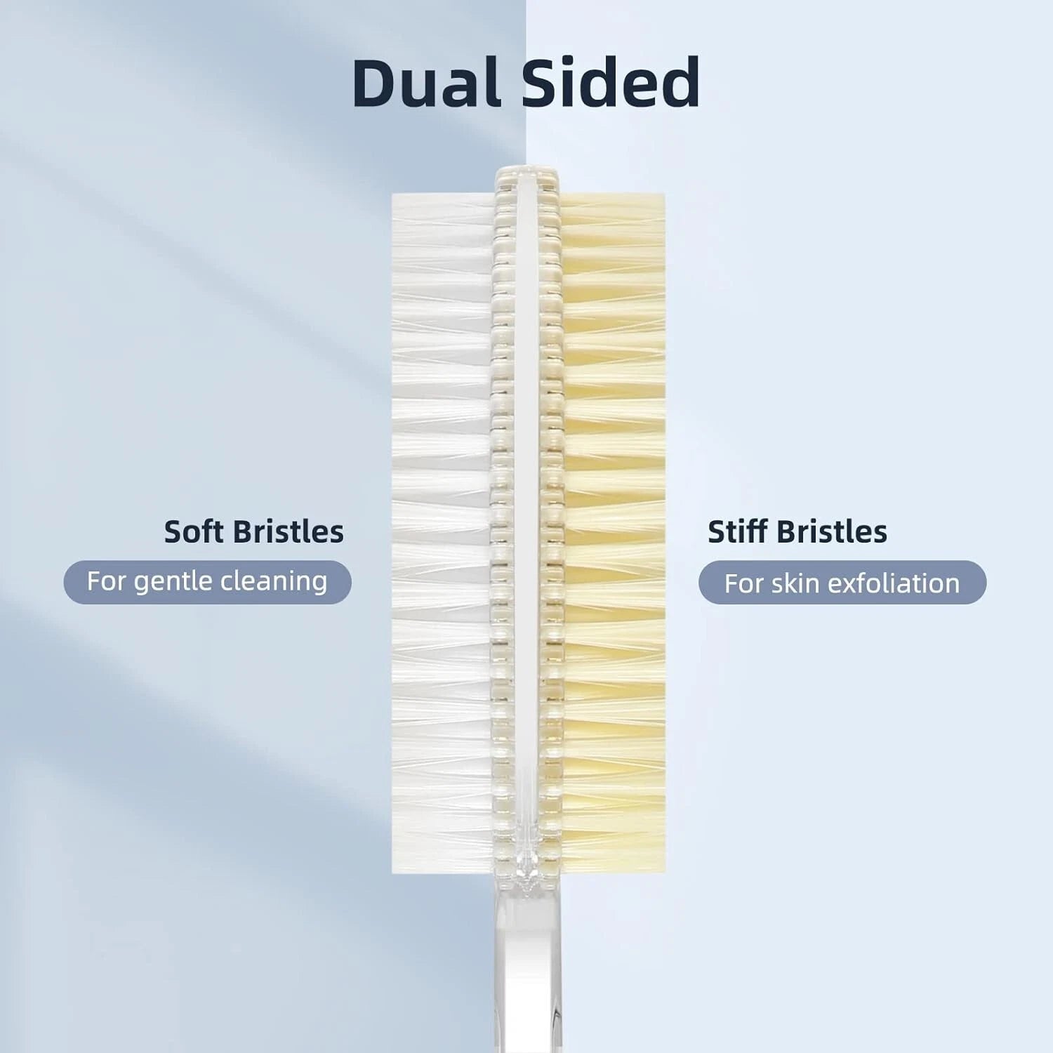 Back Scrubber Long Handle Shower Back Brush Dual-Sided With Stiff/Soft Bristles