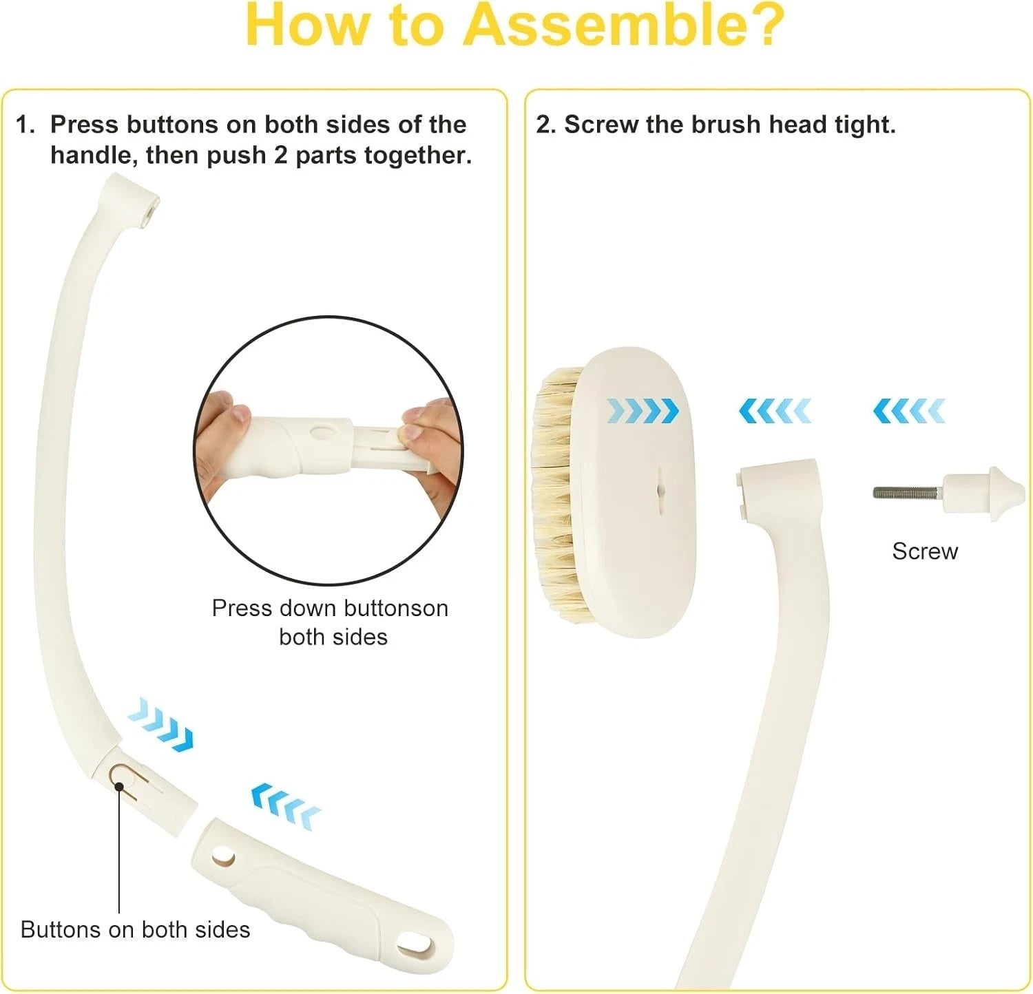 Back Scrubber Body Brush Extra Long Handle for Shower, 3 in 1 Bath Washer with &