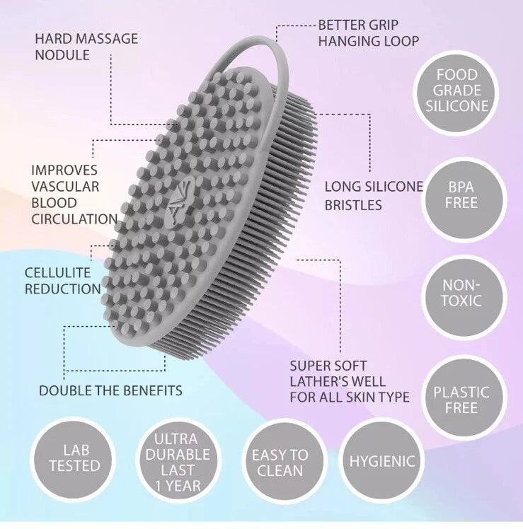 Exfoliating Silicone Body Scrubber, Light Gray. Avilana, NIB