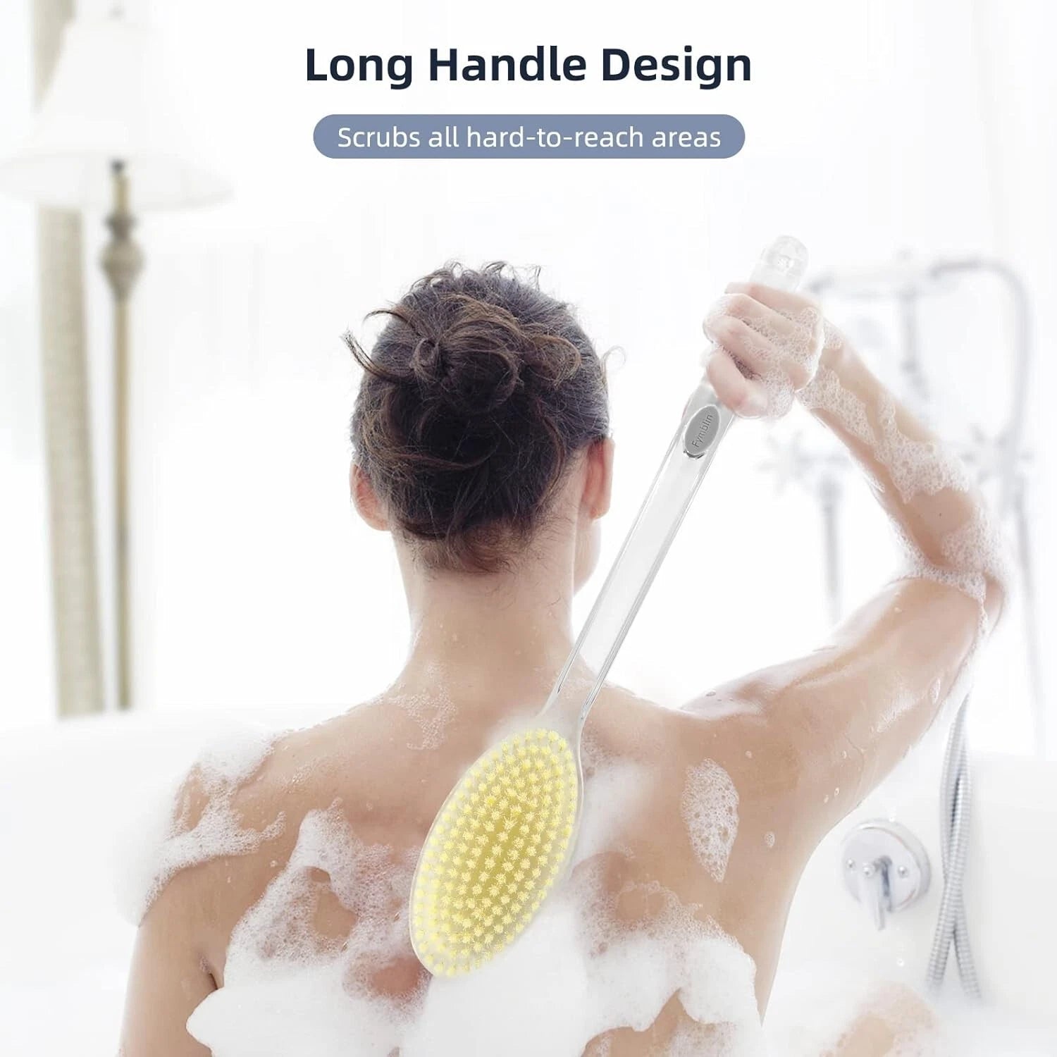 Back Scrubber Long Handle Shower Back Brush Dual-Sided With Stiff/Soft Bristles