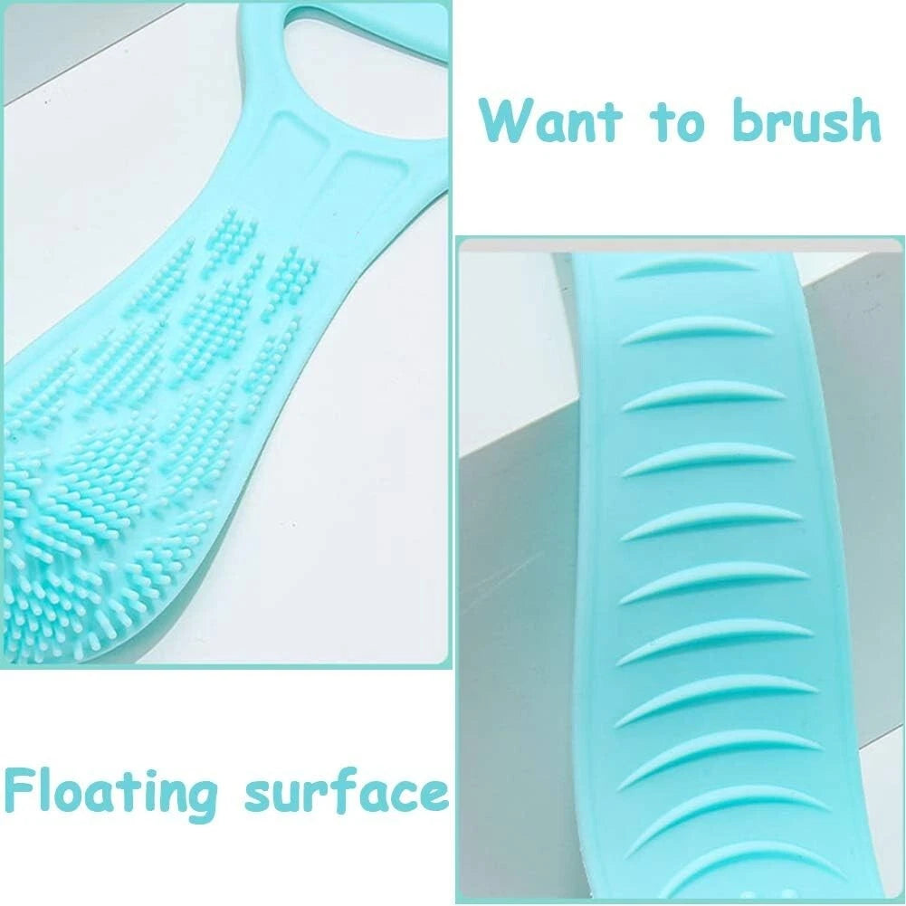 2X Double Sided Back Scrubber Bath Shower Belt Brush with Silicon Long Body