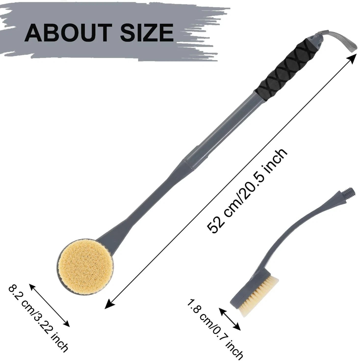 Back Scrubber for Shower,20.5" Bath Brush Long Handle for Deep Cleaning (Grey)