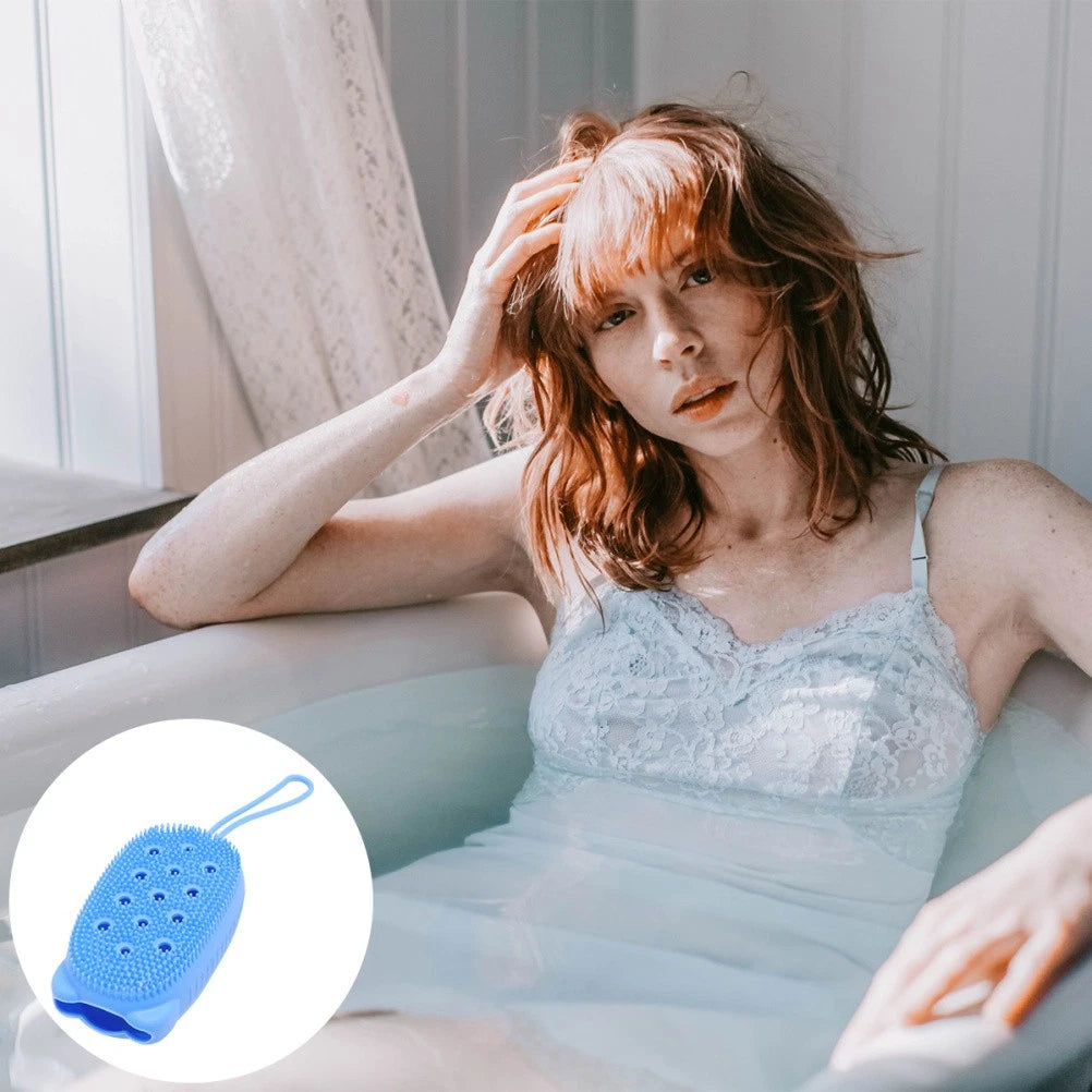 Automatically Soak Bath Scrub Silicone Bath Brush Soap Storage Bath Tool