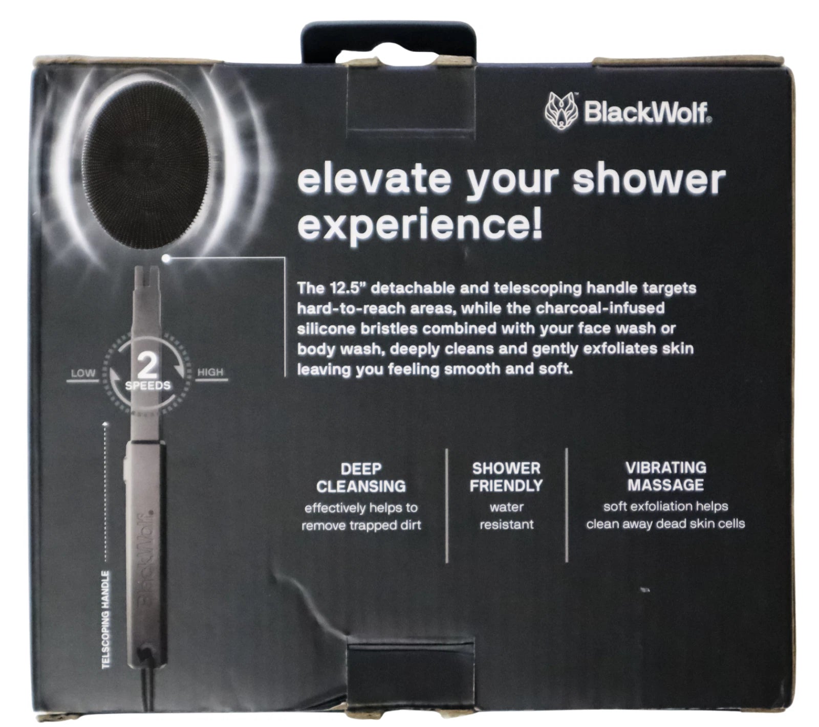 BlackWolf Sonic Scrubber Vibrating Face & Body Brush | Rechargeable | New