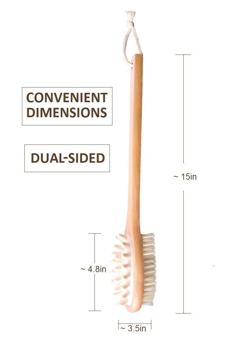 3in1 Wooden Long Handle Body Back SCRUBBER MASSAGER ANTI-CELLULITE Bath Brush UK