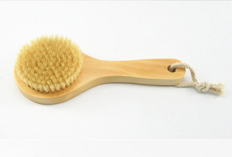 Body Back Skin  Bristle Short Handle Bath Brush Wooden Handle Shower  Scrubber