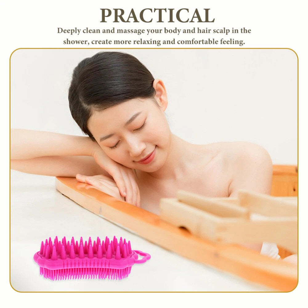 2 Pcs Shampoo Comb Silicone Bathing Brush Scrubber Hair for Washing