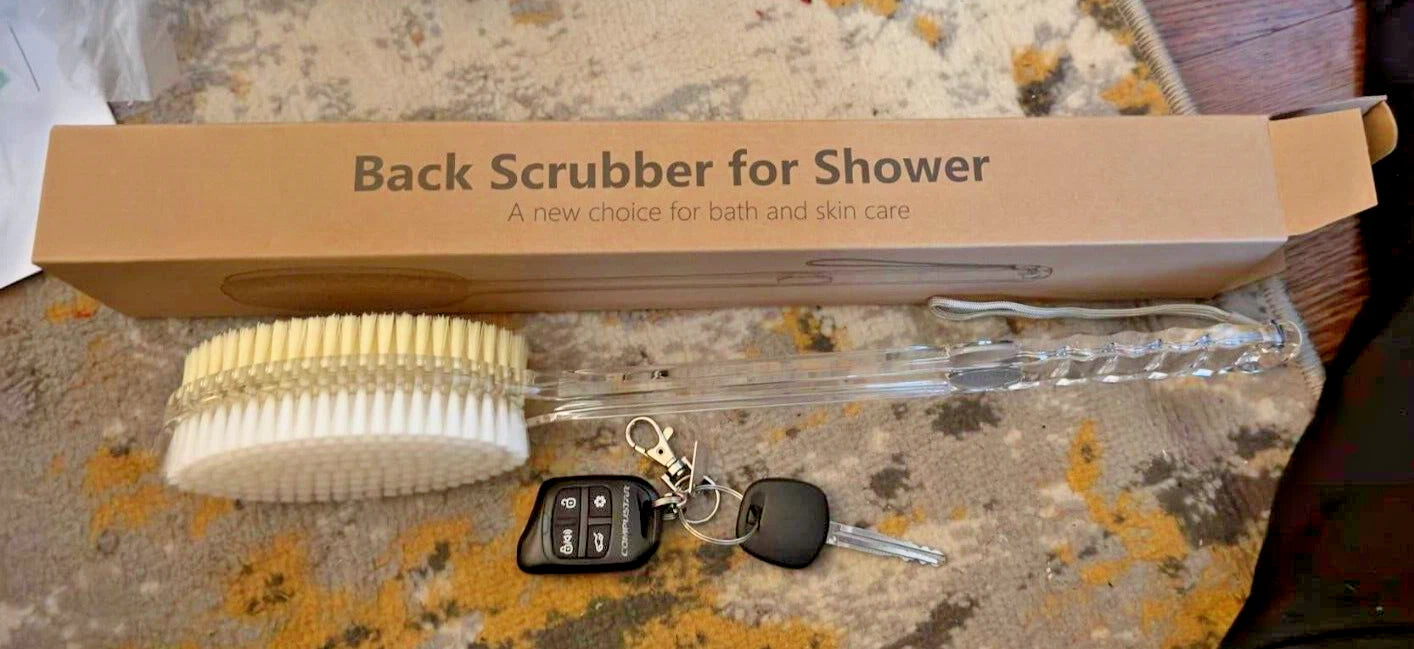 Back Scrubber Long Handle Shower Back Brush Dual-Sided With Stiff/Soft Bristles