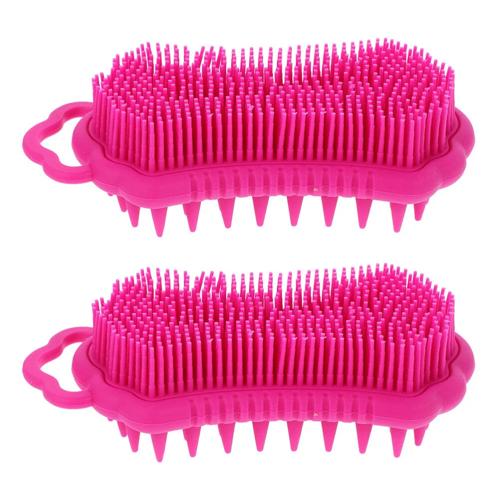 2 Pcs Shampoo Comb Silicone Bathing Brush Scrubber Hair for Washing