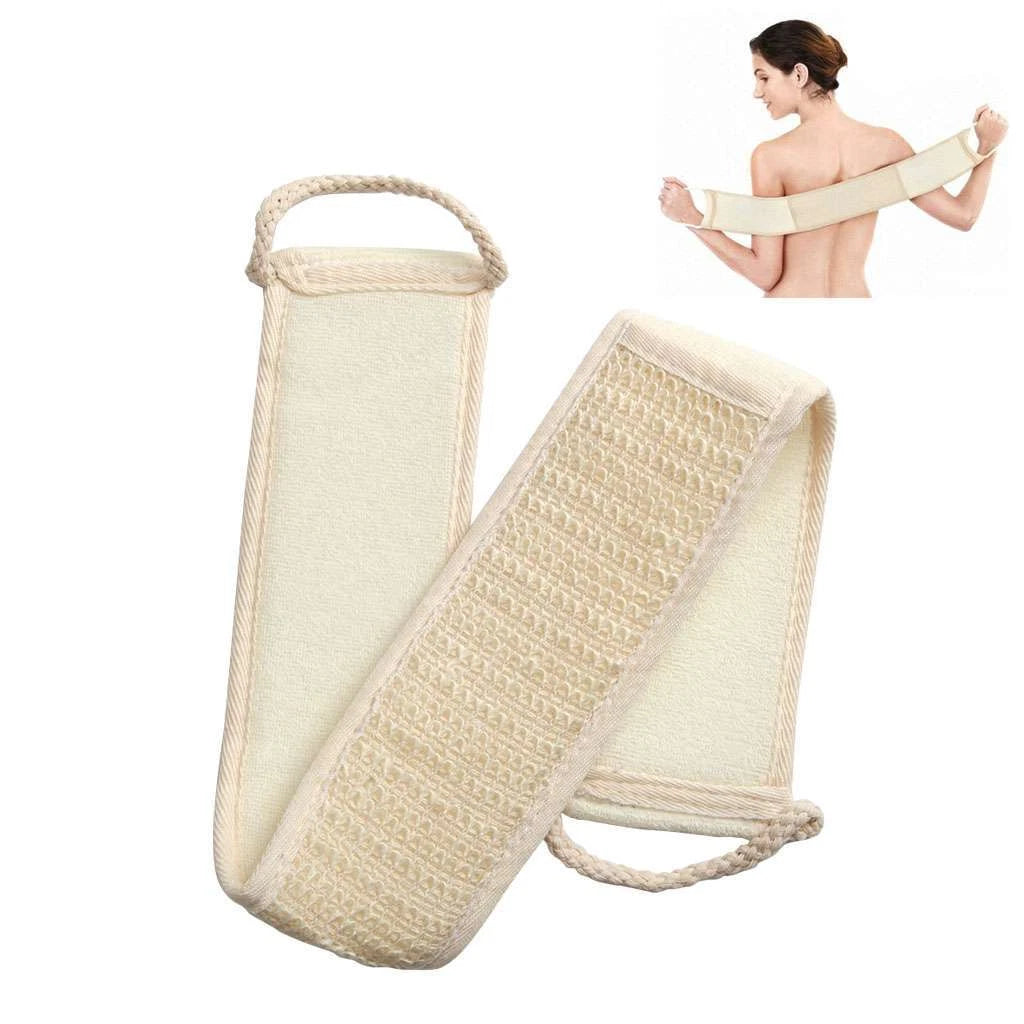 Back Scrubber Bath Shower Strap Loofah Spa Skin Brush Sponge Body Exfoliating