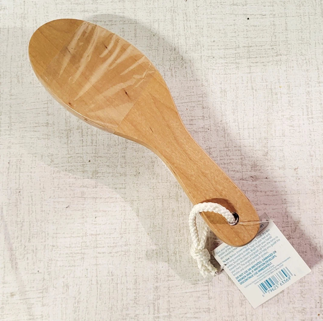 Bathery WOOD DRY BATH BRUSH Shower Exfoliating Helps With Circulation NEW!!!