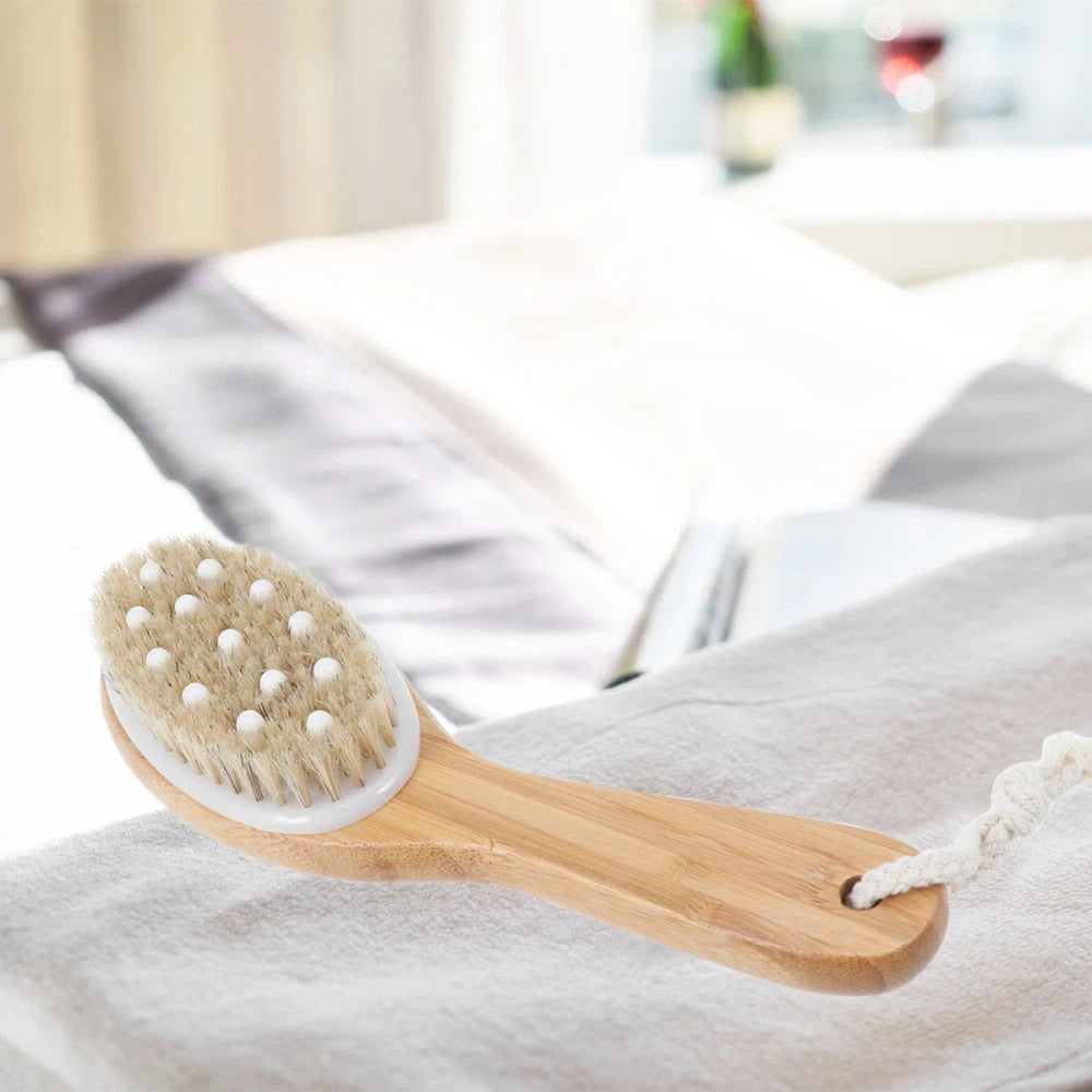 Long Bathing Shower Brush with Handle Portable Body Exfoliating Shower Beads