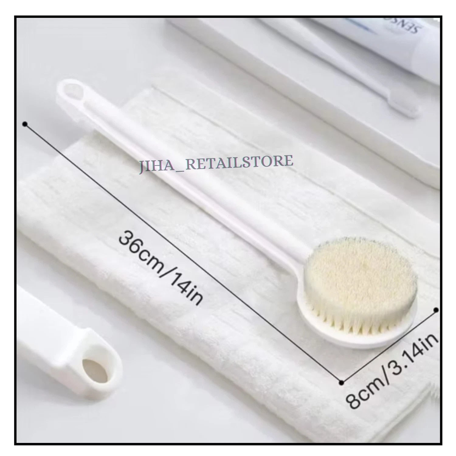 14” Long Handle Bath Body Brush Soft Bristles Exfoliating Back Shower Scrubber