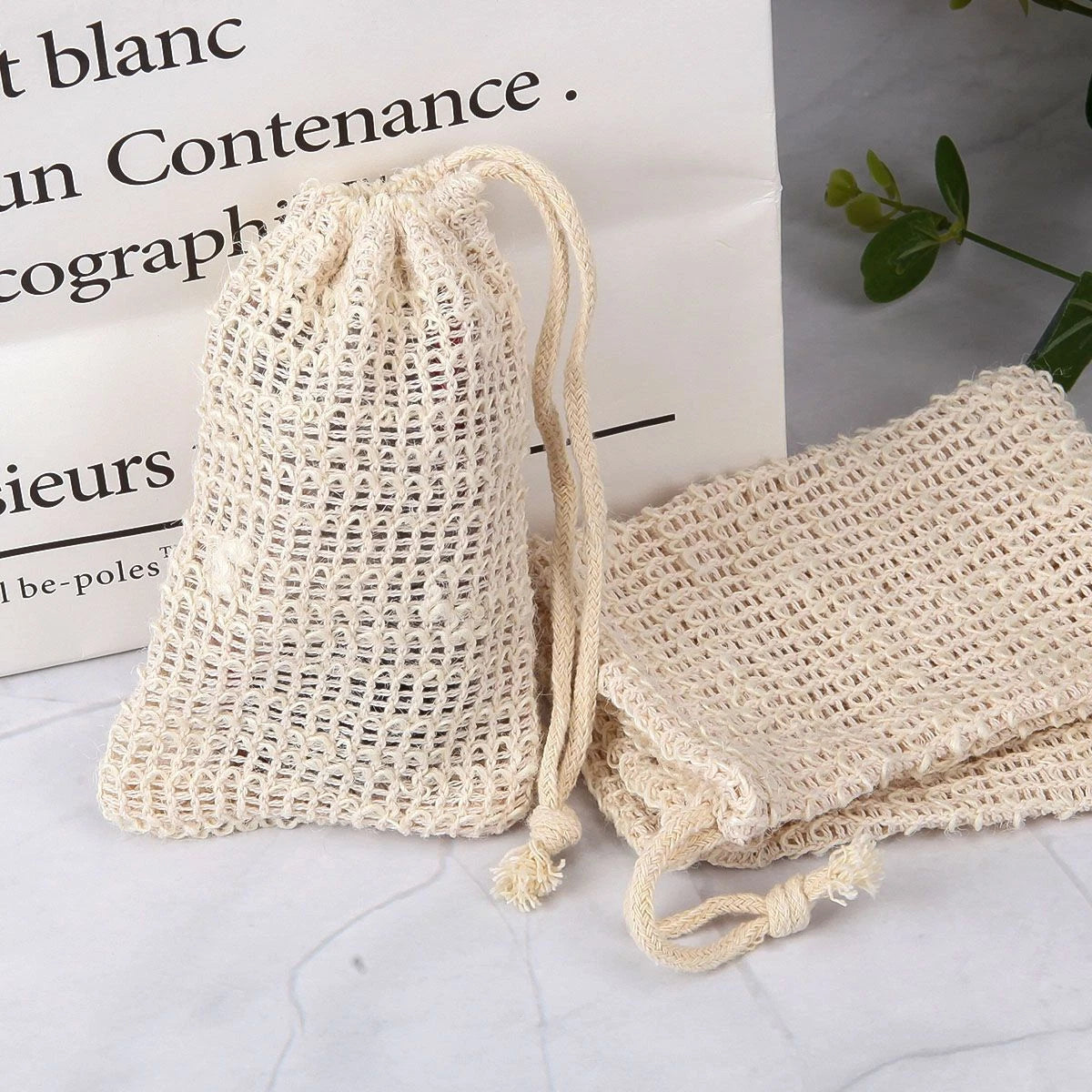 10/20x Natural Sisal Soap Bag Soap Saver Net Mesh Exfoliator Foaming Pouch Soft