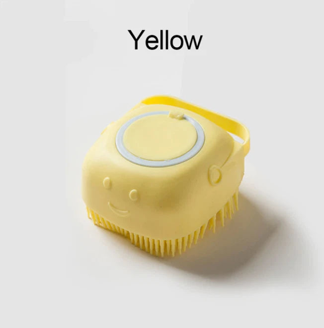 Pet Dog Cat Silicone Softy Massage Bath Brush Scrubber Shampoo Dispenser Shower