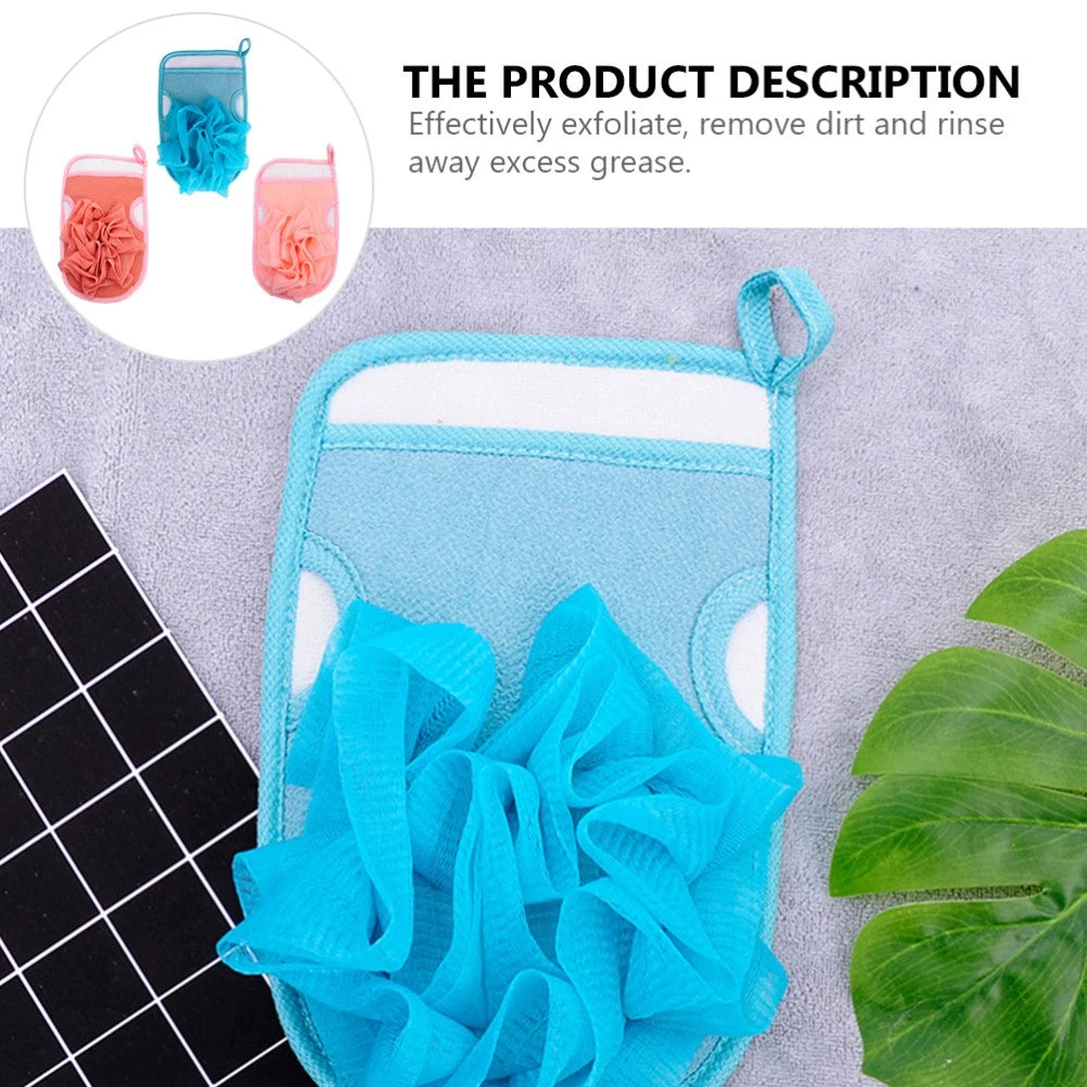 3pcs Shower Bath Gloves Brush Exfoliating Back Skin Scrubber Gloves Bath Ball