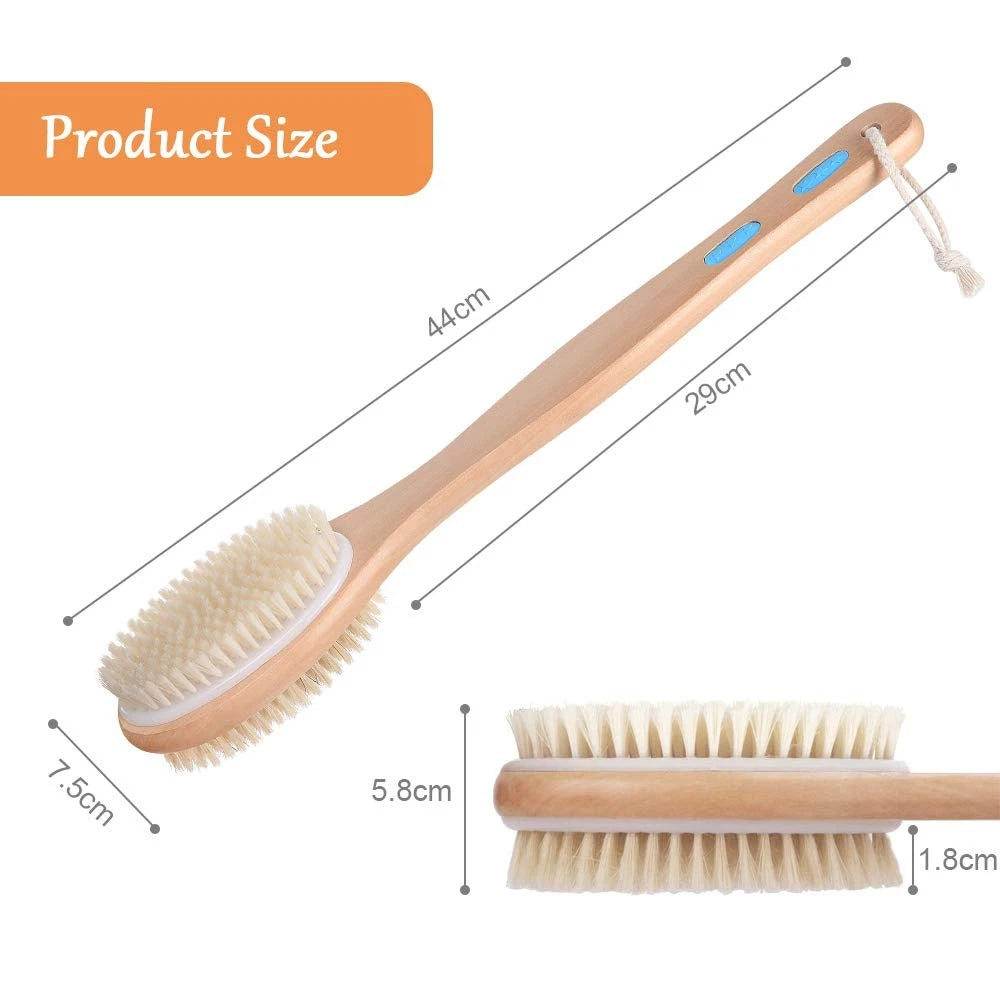 Body Brush Back Scrubber Long Handle Bath Shower Brush with Soft and Stiff