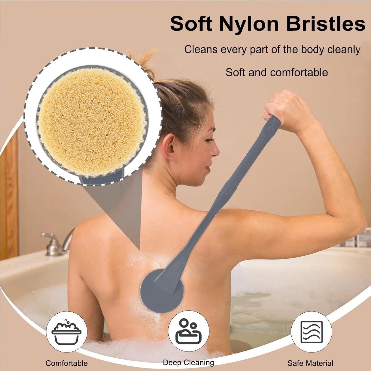 Back Scrubber for Shower,20.5" Bath Brush Long Handle for Shower for Deep Clean,