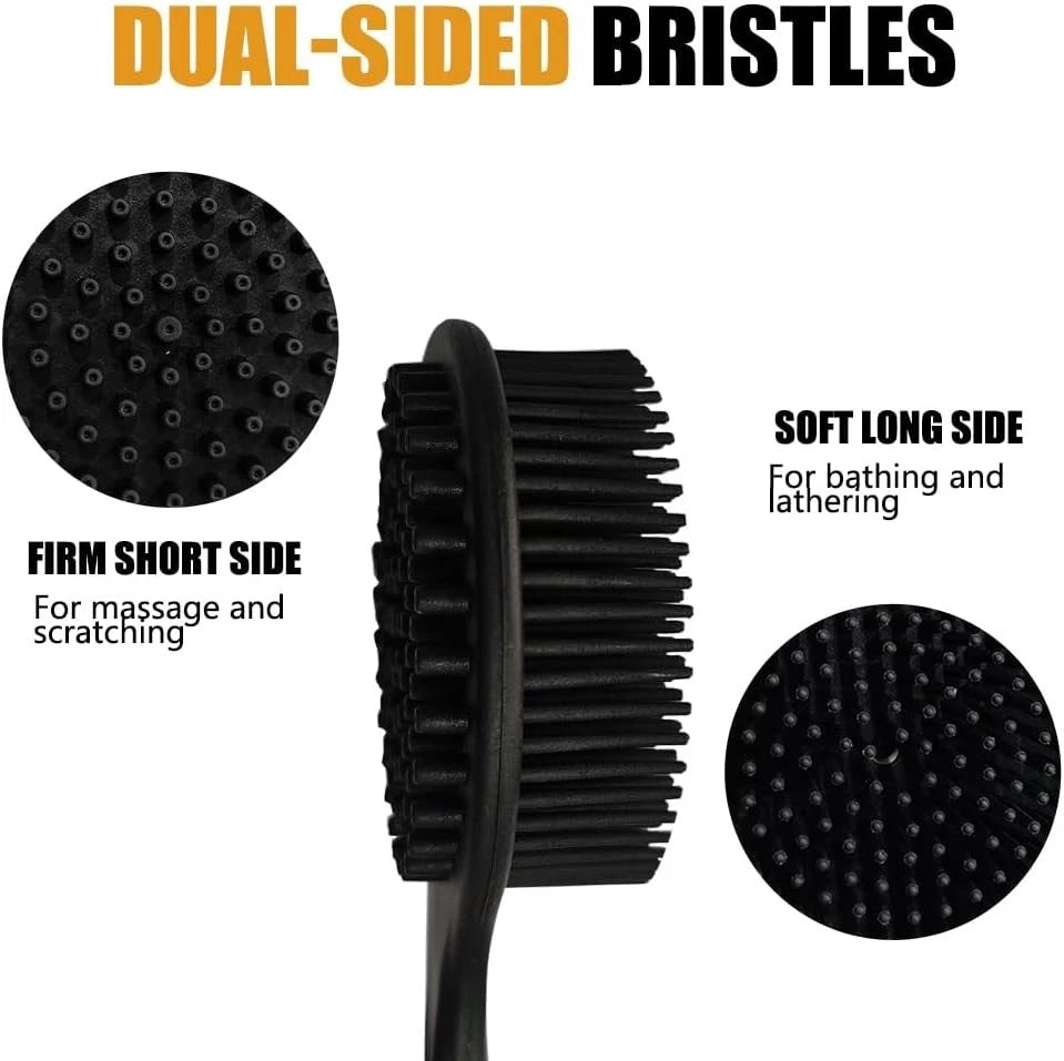 Long Handle Silicone Back Scrubber, Double Sided Bath Body Brush for Shower Men