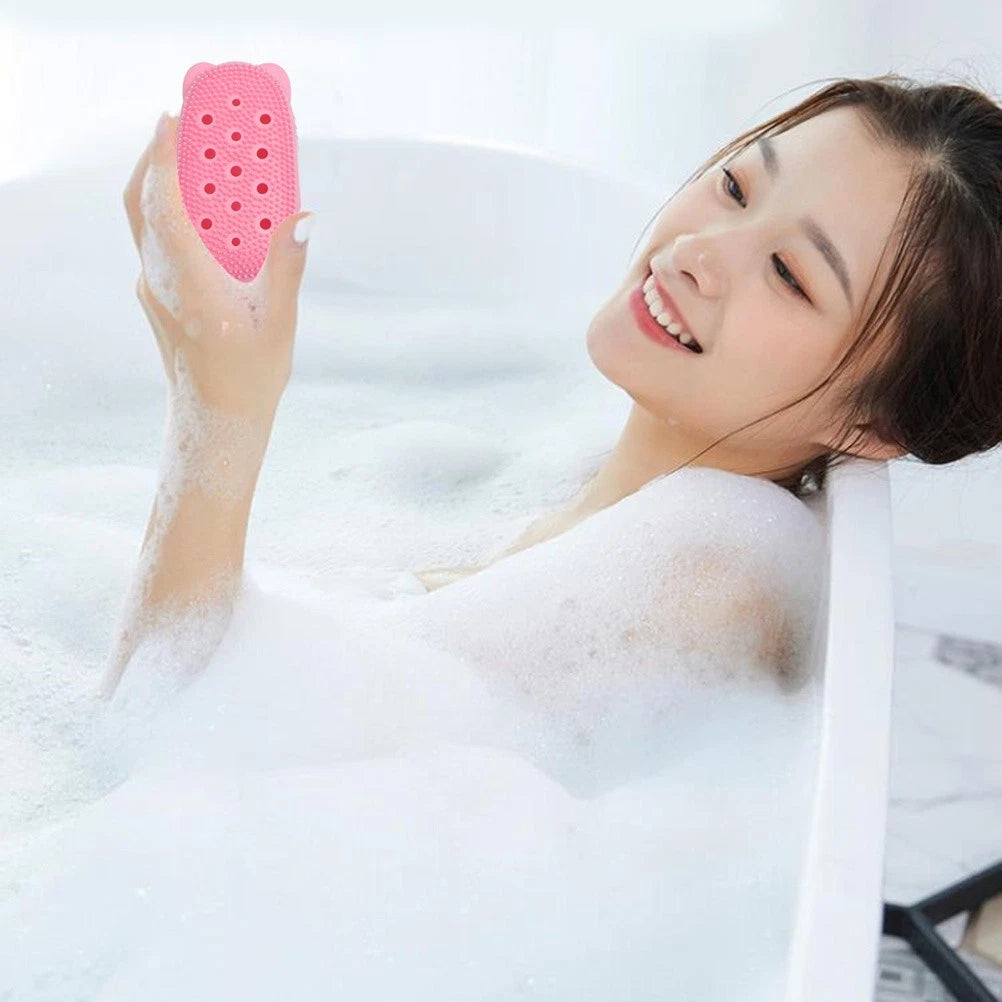 Automatically Soak Bath Scrub Silicone Bath Brush Soap Storage Bath Tool