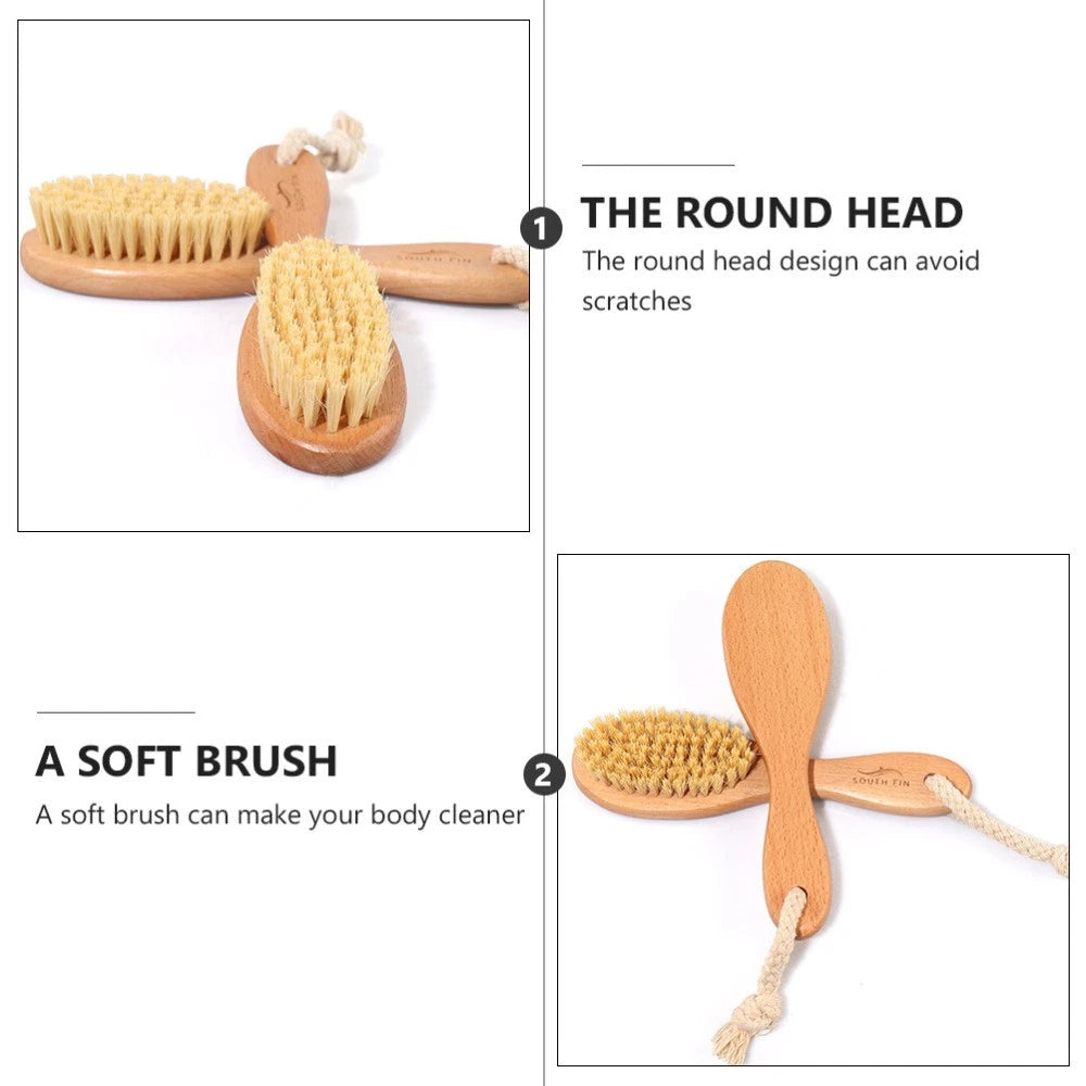 Bath Brush with Ergonomic Handle Beech Sisal Material for Body Massage