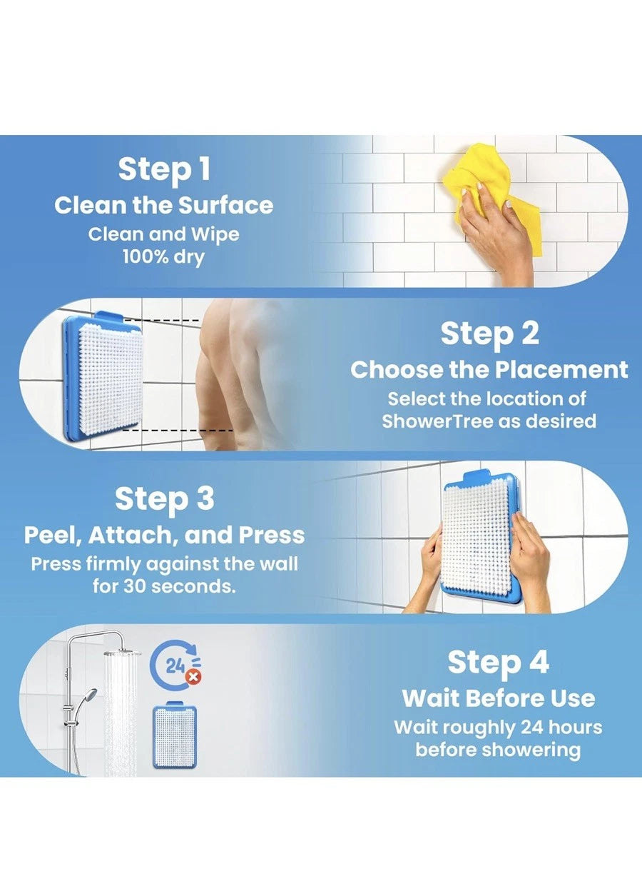 Back Brush Shower Scrubber Body Wall Mounted For - Large Exfoliating Bathing