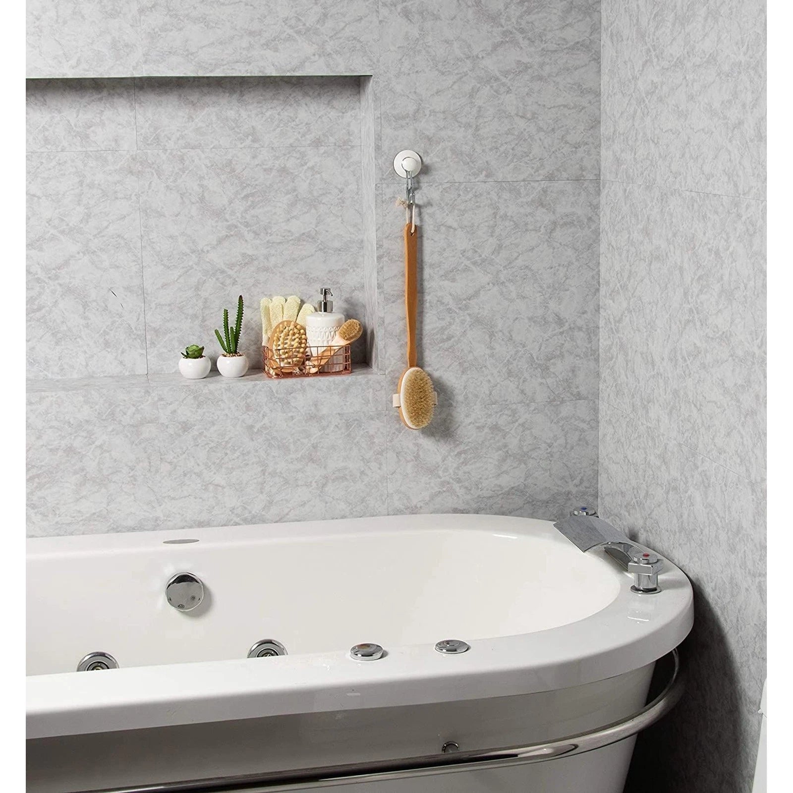 2 Pack Dry Brushing Body Brush, Natural Bristle Wooden Bath Shower Long Handle