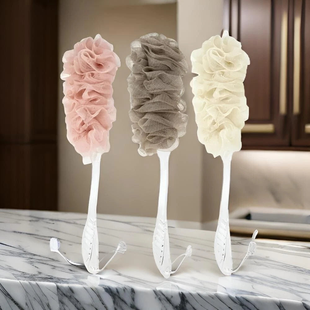 Long Handle Bath Brush Soft Mesh Sponge Back Scrubber Body Wash Shower Loofah