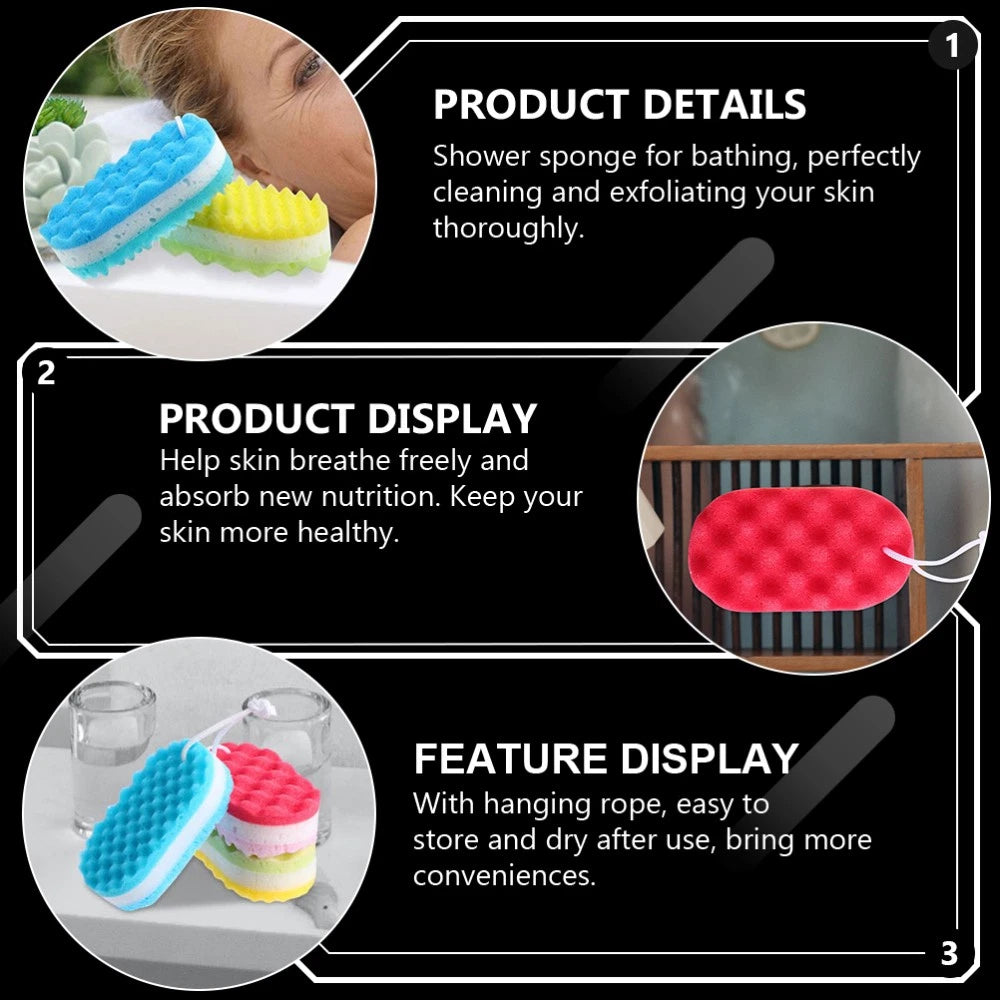 6Pcs Bath Sponge Shower Bathing Brush Body Cleaning Scrubber for Kids Adults