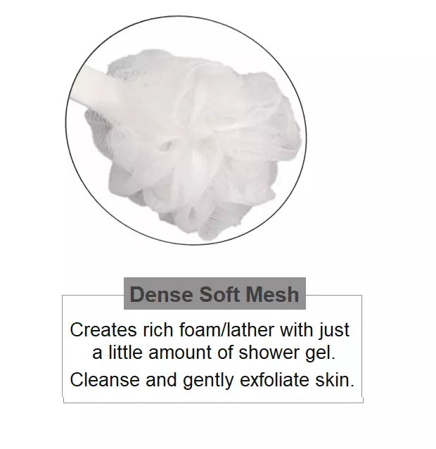 Long Handle Mesh LOOFAH PUFF Bath Shower BACK SCRUB MASSAGE brush body Sponge UK
