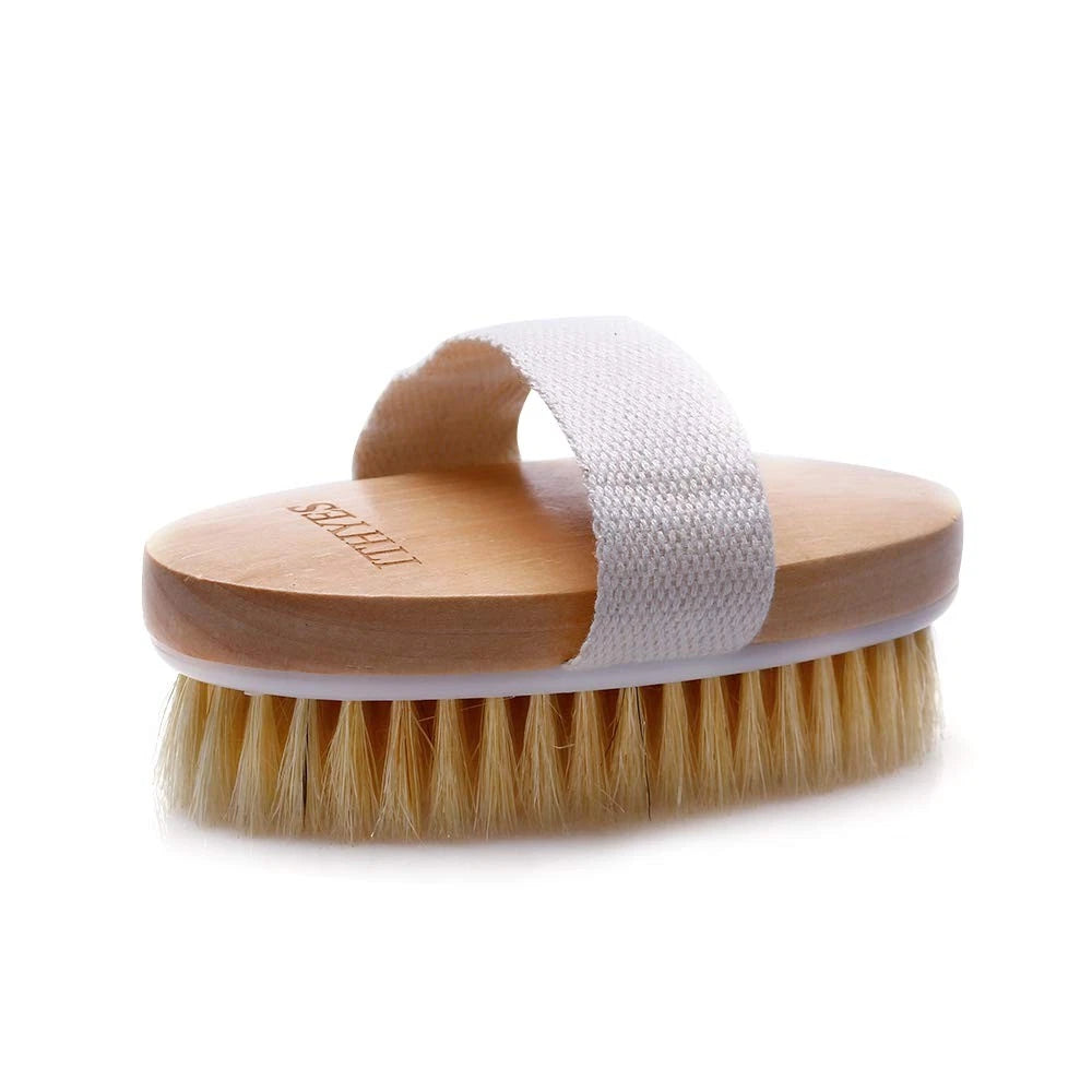 Dry Brushing Body Brush Exfoliating Brush Natural Bristle Bath Brush for
