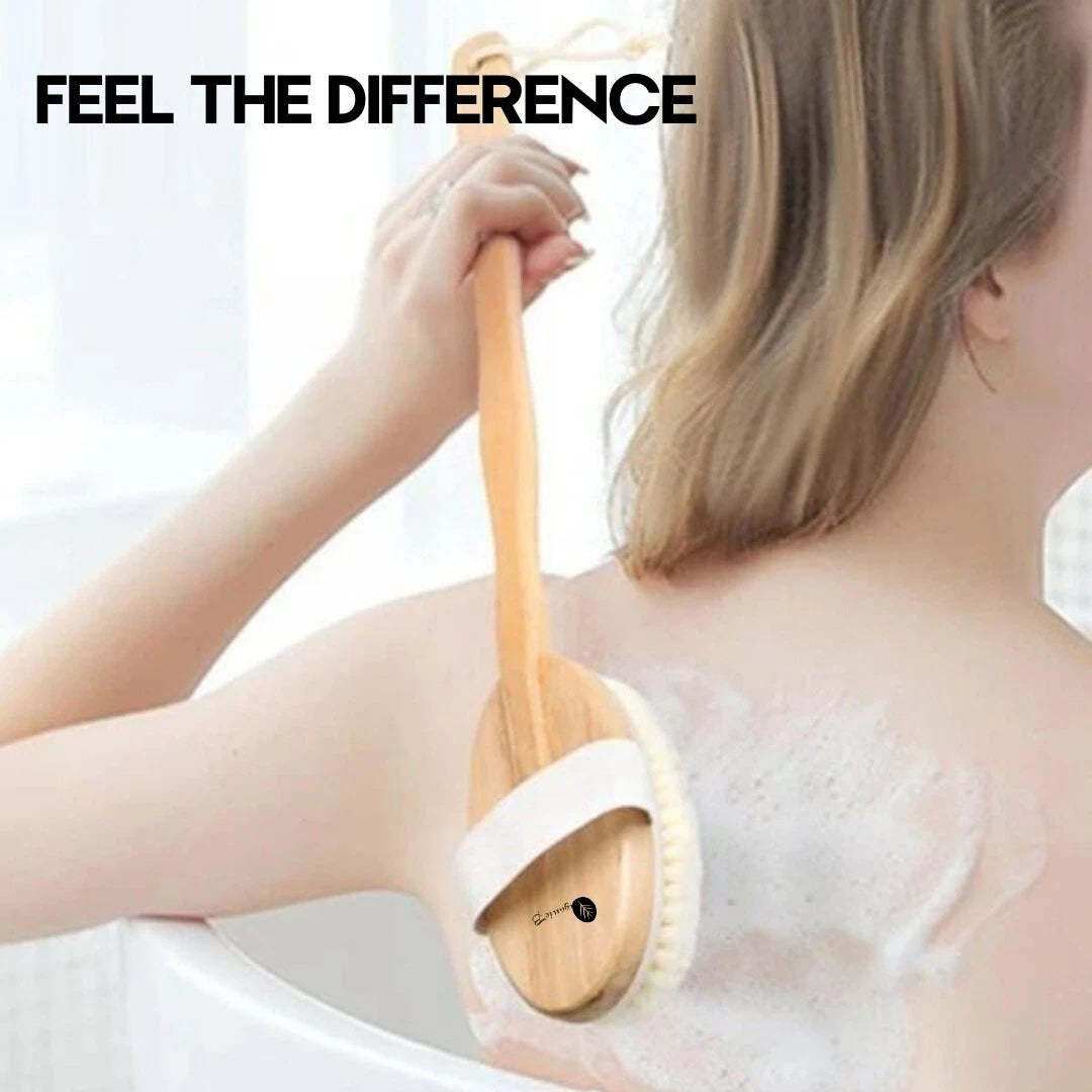Organic B Bath Brush | 14-inch Brush with Removable Wood Handle