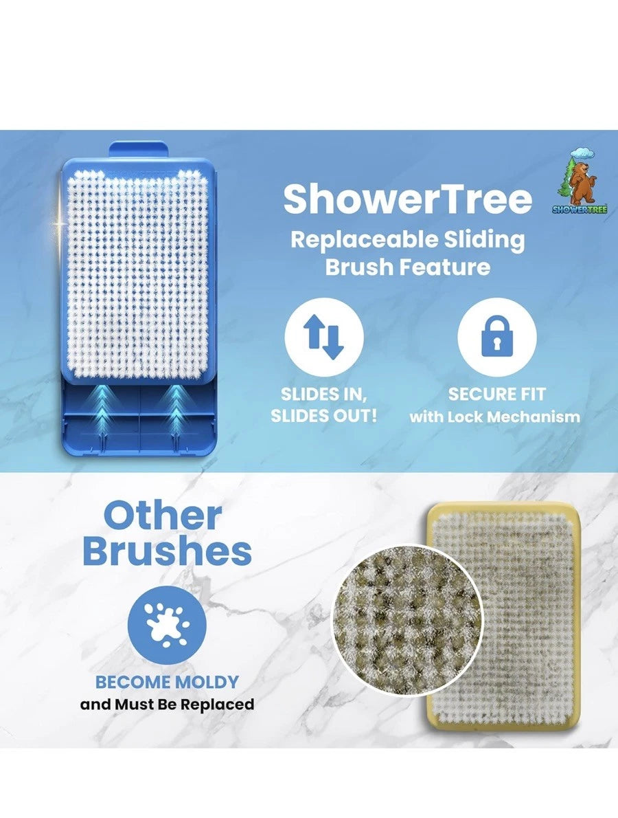 Back Brush Shower Scrubber Body Wall Mounted For - Large Exfoliating Bathing