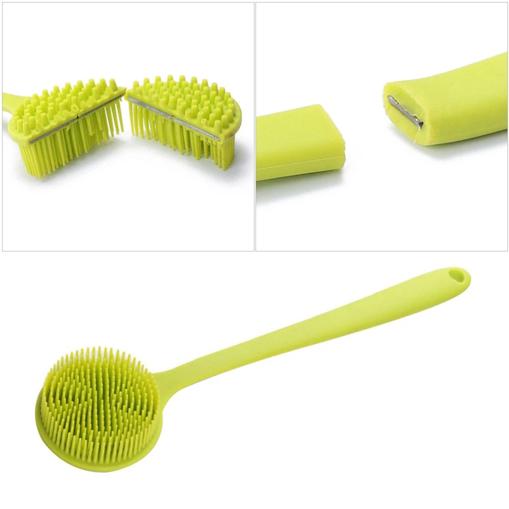Bath Brush Man Body Exfoliator Silicone Shower Scrubber Back for Long Handle