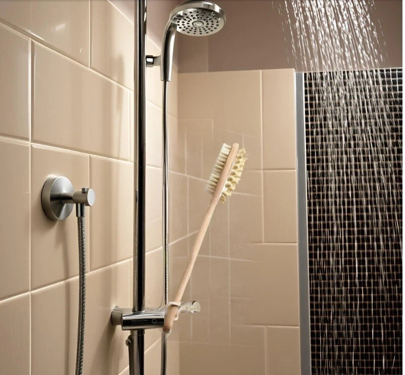 3in1 Wooden Long Handle Body Back SCRUBBER MASSAGER ANTI-CELLULITE Bath Brush UK