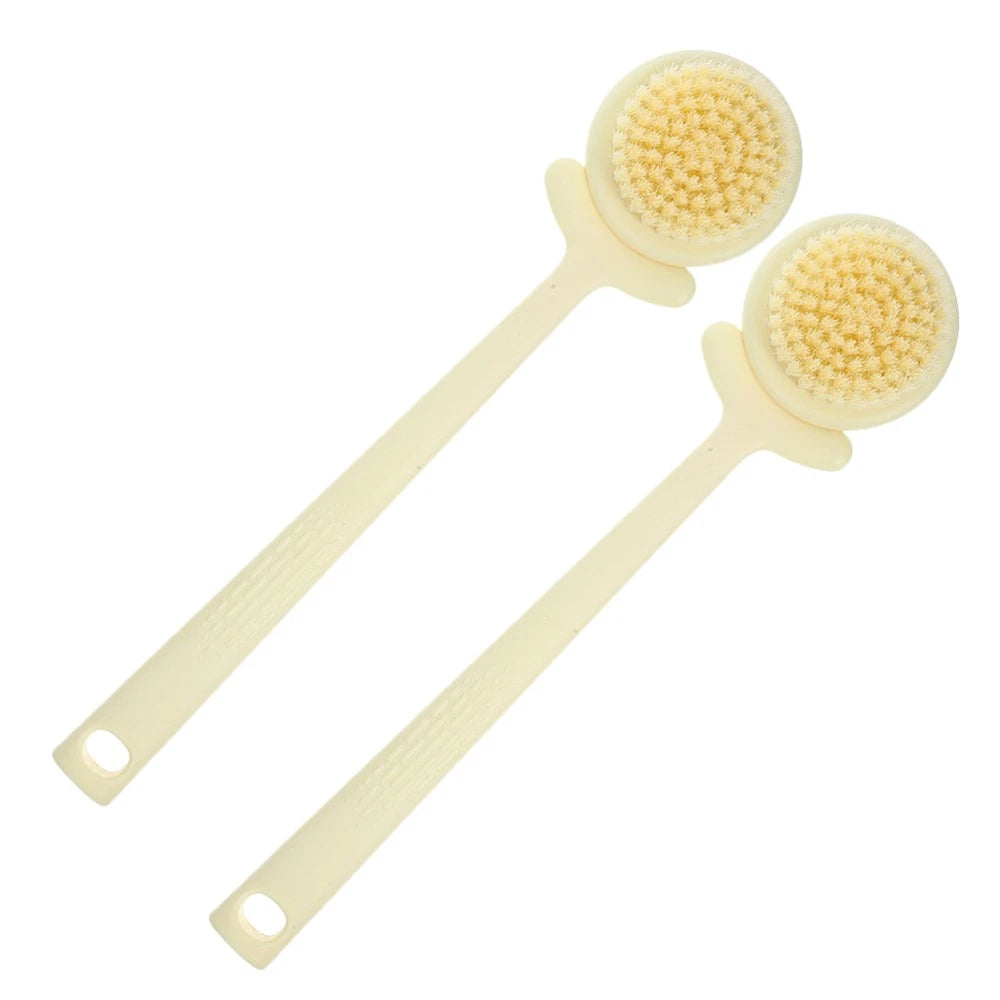 2pcs Long Handled Bath Brush For Shower With Soft Bristles Exfoliating Body