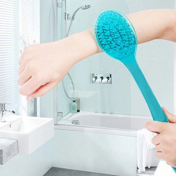 Long Handle Shower Body Bath Brush Skin Back Massage Scrubber Bathroom Tool - UK