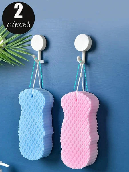 1-2 Exfoliating Body Sponge Bath Shower Scrubber Brush Wash Pad Dry Skin Remover