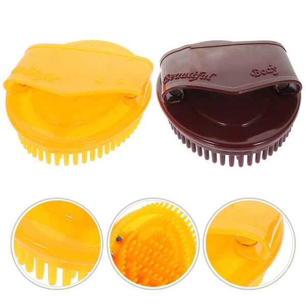 2 Pcs Multifunctional Massage Brush Scrubbing with Handle Back Shower