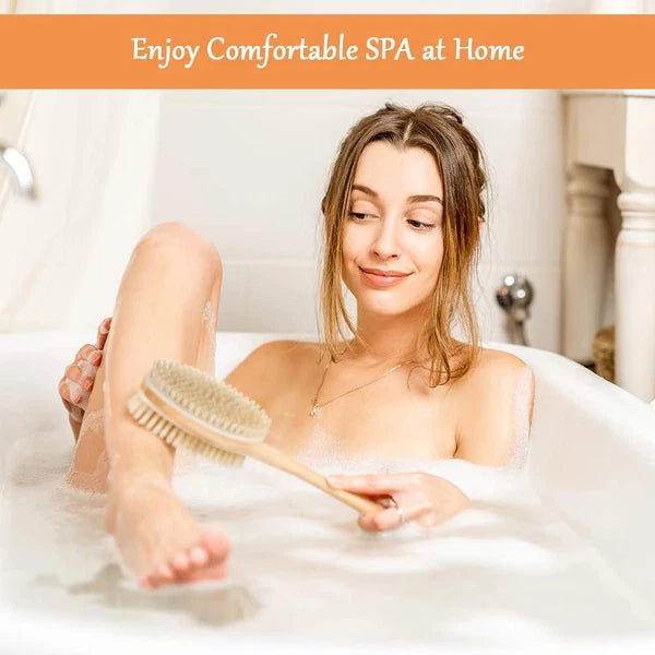 Body Brush Back Scrubber Long Handle Bath Shower Brush with Soft and Stiff