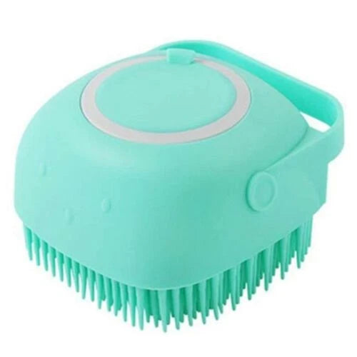 Pet Dog Cat Silicone Softy Massage Bath Brush Scrubber Shampoo Dispenser Shower