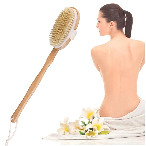 Premium Dry Skin Brush - Natural Bristle Wooden Scrubber for Spa & Shower Use US