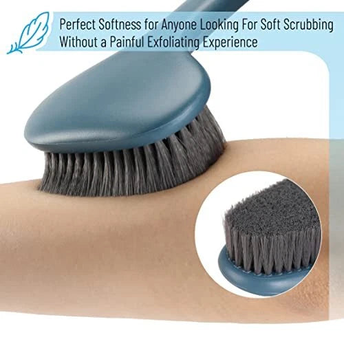 Back Scrubber Body Brush for Bathroom Shower with Long Handle and Soft Bristles