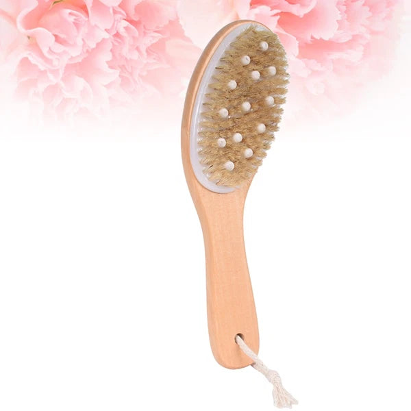 1pc Wood Handle Bath Body Brush Bristle Brush Exfoliating Back Scrubber Shower